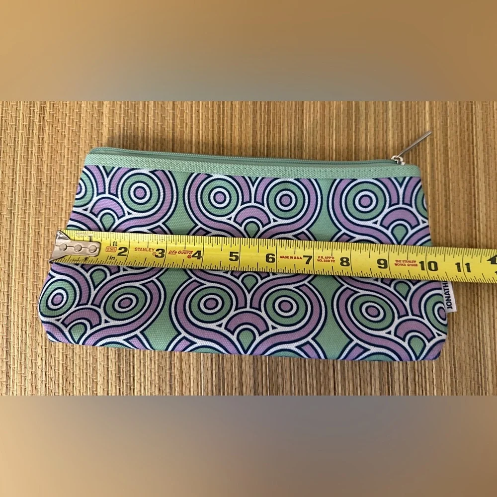 Jonathan Adler x Clinique Green and Purple Patterned Clutch Makeup Bag